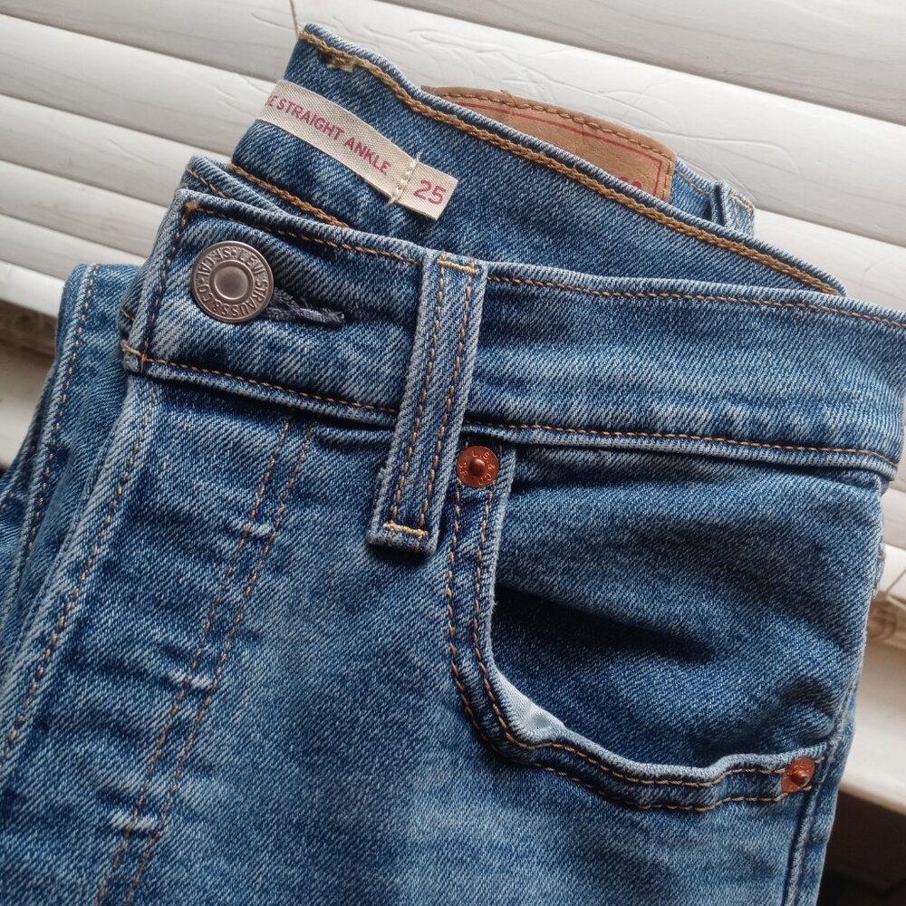 LEVI'S ribcage straight ankle jeans in summer slide (sz25) - Picture 8 of 14
